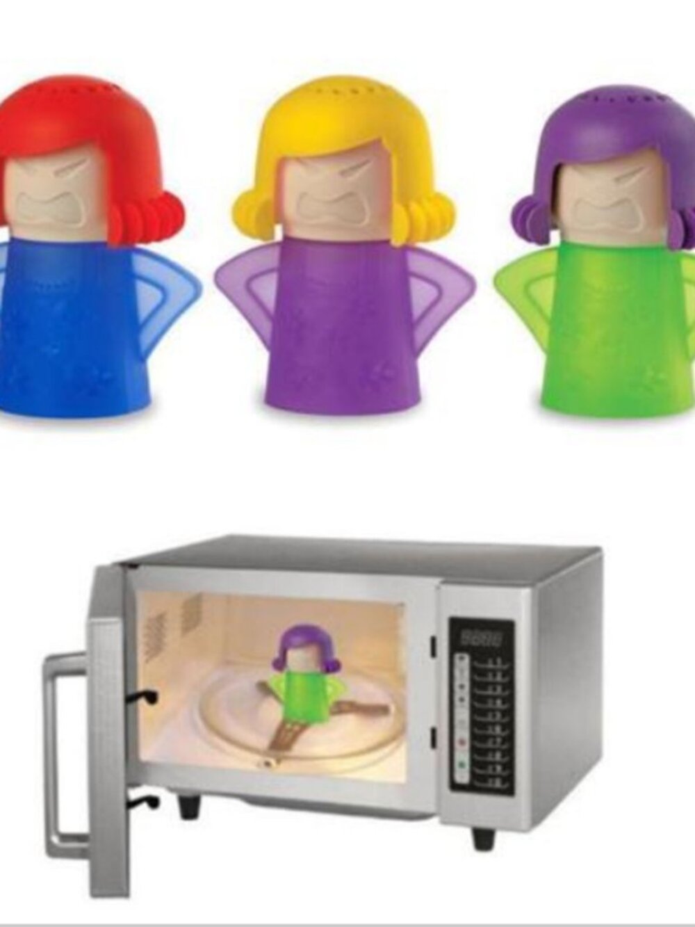 NWT ANGRY MAMA Microwave Cleaner Helper Steam Clean Lemon Kitchen Gadget BLUE